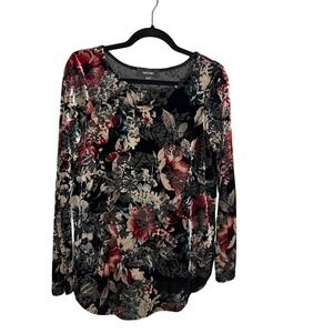 Karen Kane Velvet‎ Burnout Top Womens Size S Dark Floral Shirt Fairy Whimsigoth